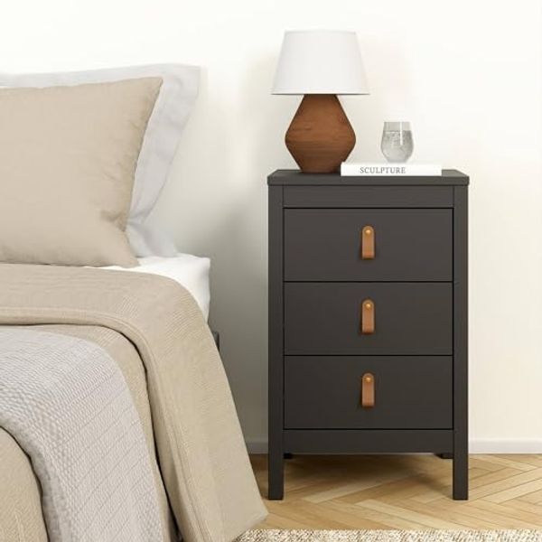 Dmora - Nachttisch Mirabelle, Niedrige Kommode, Tisch, Multifunktionaler Nachttisch, 44x38 h70 cm, Schwarz