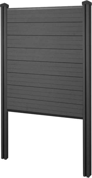 WPC-Sichtschutz Sarthe, Zaun Windschutz, WPC-Pfosten zum Einbetonieren ~ Basiselement schmal, 105cm anthrazit
