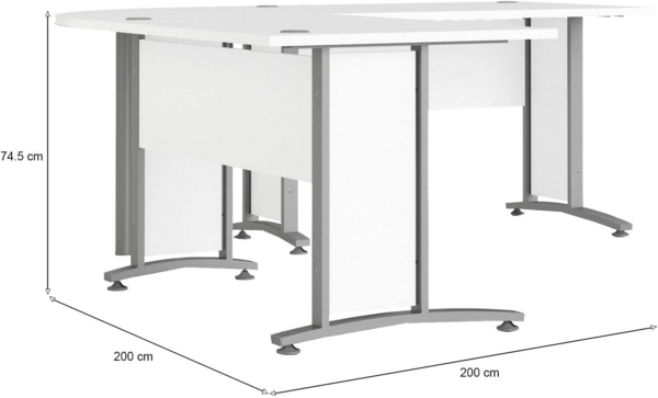 Dmora - Schreibtisch Melisande, Mehrzweckschreibtisch, Bürotisch für PC, Eckschreibtisch, 200x200 h75 cm, Weiß und Grau Bild 3