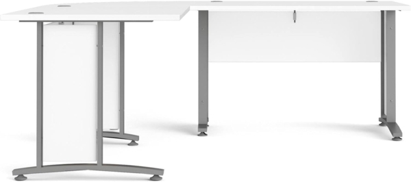 Dmora - Schreibtisch Melisande, Mehrzweckschreibtisch, Bürotisch für PC, Eckschreibtisch, 200x200 h75 cm, Weiß und Grau Bild 6