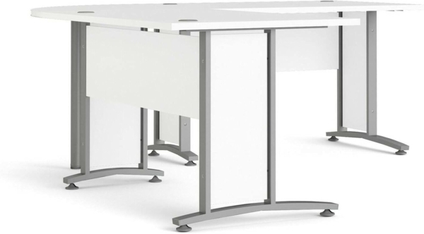 Dmora - Schreibtisch Melisande, Mehrzweckschreibtisch, Bürotisch für PC, Eckschreibtisch, 200x200 h75 cm, Weiß und Grau Bild 2