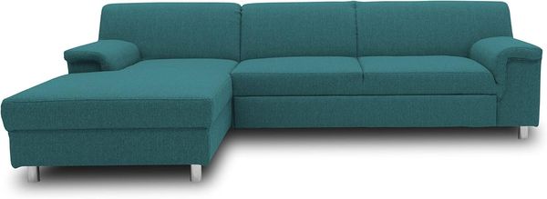 DOMO Collection Junin Ecksofa, Sofa in L-Form, Couch Polsterecke, Moderne Eckcouch, Petrol, 150x251 cm