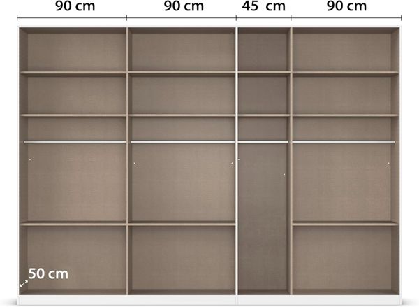 Rauch Möbel Alabama, Kleiderschrank für Schlafzimmer, Kinderzimmer, Wohnzimmer, Garderobe, Flur, 7-türig, mit Zubehör Classic, Farbe Eiche Artisan, Holz, Breite 315 cm Bild 7