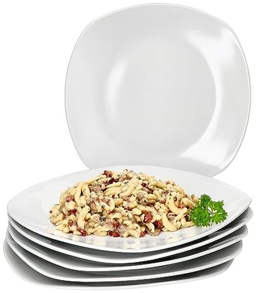 6er Set Lotta Speiseteller weiß Porzellan 6 Personen große Platte Ess-Teller