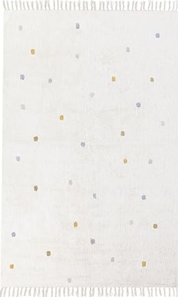 Teppich Baumwolle cremeweiß 140 x 200 cm gepunktetes Muster Kurzflor ASTAF