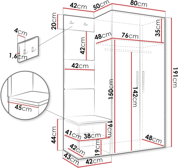 Garderoben-Set Mapreni IV (Farbe: Artisan Eiche, Manila 02) Bild 3
