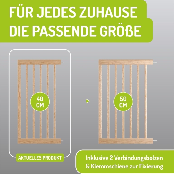 Türschutzgitter-Zubehör Miko PEFC Buchenholz BOMI | Größe: 40 cm Verlängerung | klemmbar aus Buche Holz | Schutzgitter von BOMI Vergrößerung des Treppenschutzgitters durch Anstecken der Erweiterung Bild 3