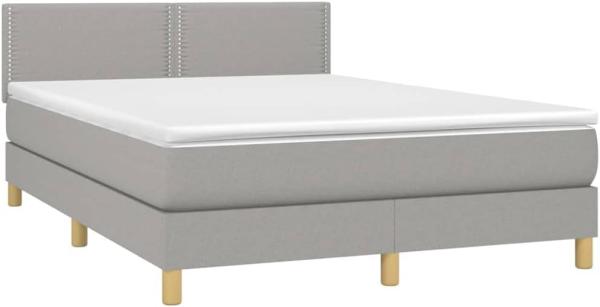 vidaXL Boxspringbett mit Matratze Hellgrau 140x200 cm Stoff 3140537