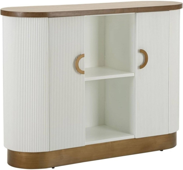 Dmora Sideboard Weiß 121 x 41 x 90 cm, 3 Böden, 6 Fächer, Anrichte