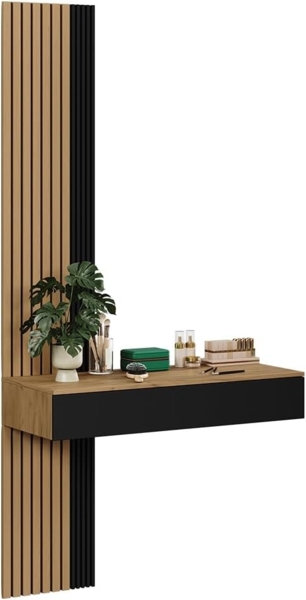 Schminktisch Melina Eiche/Schwarz 100 cm mit 2 Schubladen Vicco