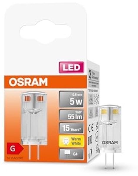 OSRAM LED PIN 5 320° 0,6 W 827 klar G4