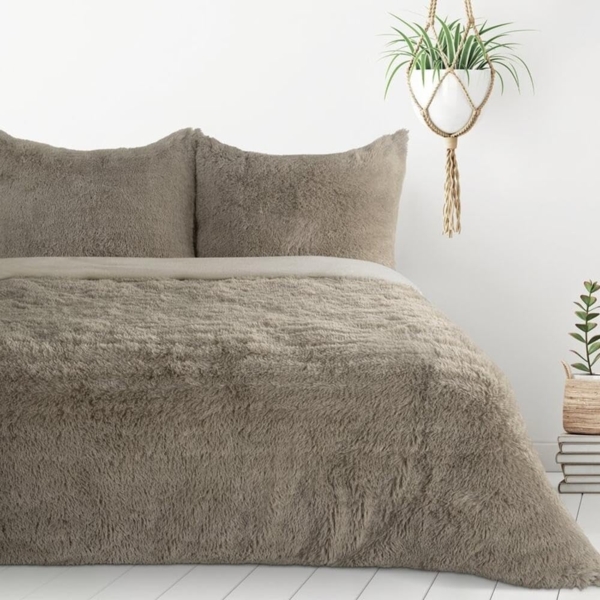 Flauschige Bettwäsche TIFANY 160X200 2x Kissenbezüge 70x80 cm beige