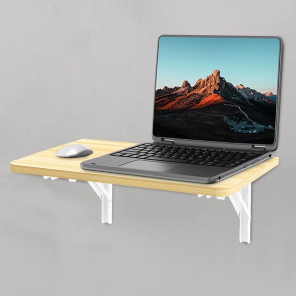 Shally Dogan Klappbarer Wandtisch, 60x40 cm, aus Holz, zusammenklappbar, platzsparend, vielseitig, Schreibtisch, Esstisch, Wohnzimmer, Badezimmer, Küche (Eiche) Bild 7