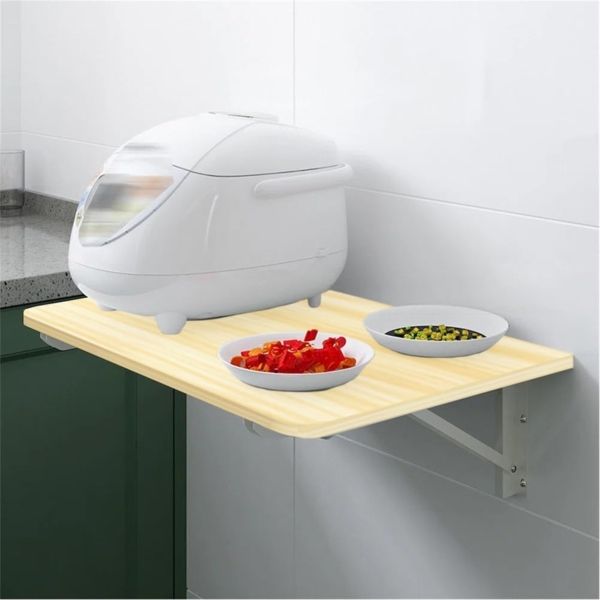 Shally Dogan Klappbarer Wandtisch, 60x40 cm, aus Holz, zusammenklappbar, platzsparend, vielseitig, Schreibtisch, Esstisch, Wohnzimmer, Badezimmer, Küche (Eiche) Bild 3