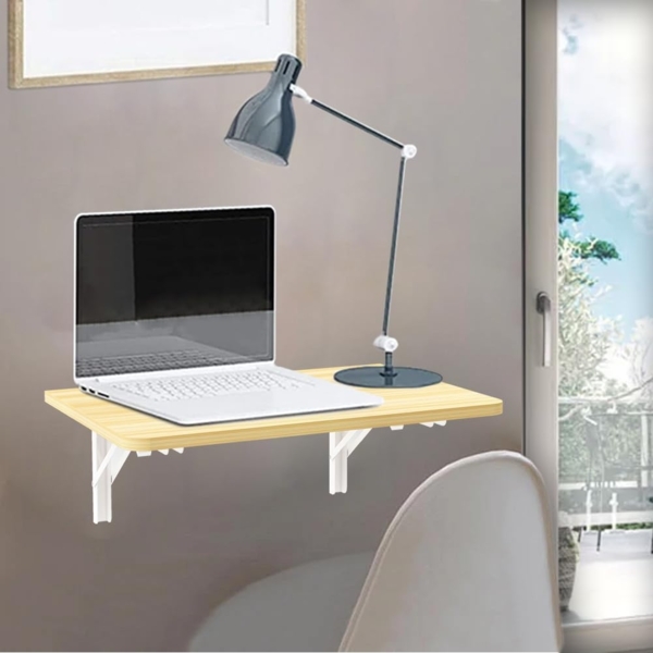 Shally Dogan Klappbarer Wandtisch, 60x40 cm, aus Holz, zusammenklappbar, platzsparend, vielseitig, Schreibtisch, Esstisch, Wohnzimmer, Badezimmer, Küche (Eiche) Bild 8