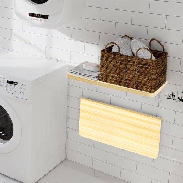 Shally Dogan Klappbarer Wandtisch, 60x40 cm, aus Holz, zusammenklappbar, platzsparend, vielseitig, Schreibtisch, Esstisch, Wohnzimmer, Badezimmer, Küche (Eiche) Bild 5