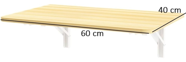 Shally Dogan Klappbarer Wandtisch, 60x40 cm, aus Holz, zusammenklappbar, platzsparend, vielseitig, Schreibtisch, Esstisch, Wohnzimmer, Badezimmer, Küche (Eiche) Bild 2