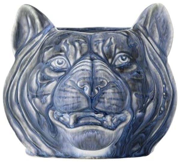 CREATIVE COLLECTION Abner Blumentopf Blau Steingut