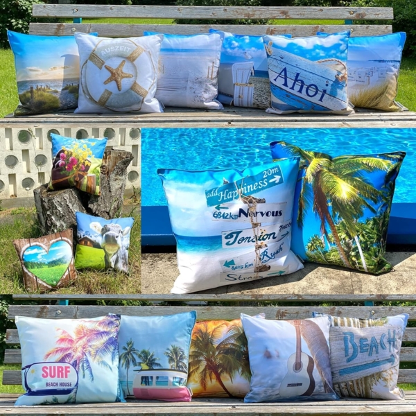 heimtexland Dekokissen Outdoorkissen 45x45 Outdoor Garten Deko Kissen, Lotus Effekt, schmutz- und wasserabweisend, inkl. Füllung Bild 6