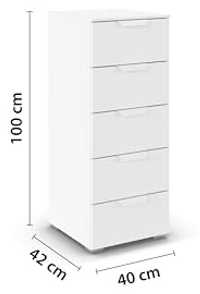 rauch Aditio Box, Kommode, 5 Schubladen, mit Softclose-Funktion, Farbe Weiß, BxHxT 40x100x42cm Bild 3