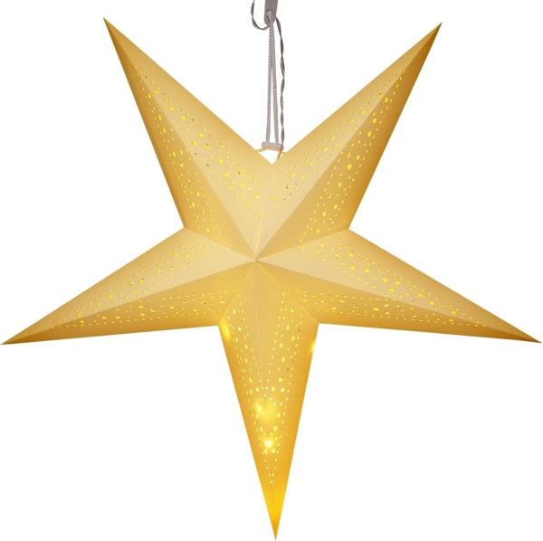 Casaria LED Weihnachtsstern Creme 5 Spitzen Beleuchtet 60 cm creme Papierstern Weihnachten Weihnachtsdeko Leuchtstern Dekostern Adventsstern