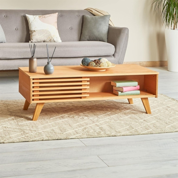 IDIMEX Couchtisch SEAN, Couchtisch Wohnzimmer Beistelltisch mit Schiebetür Kiefer massiv skand Bild 2