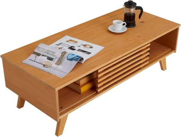 IDIMEX Couchtisch SEAN, Couchtisch Wohnzimmer Beistelltisch mit Schiebetür Kiefer massiv skand Bild 6