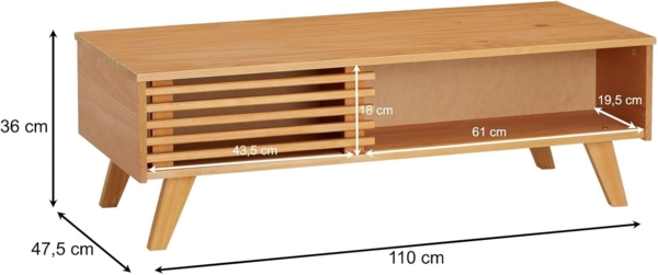 IDIMEX Couchtisch SEAN, Couchtisch Wohnzimmer Beistelltisch mit Schiebetür Kiefer massiv skand Bild 3