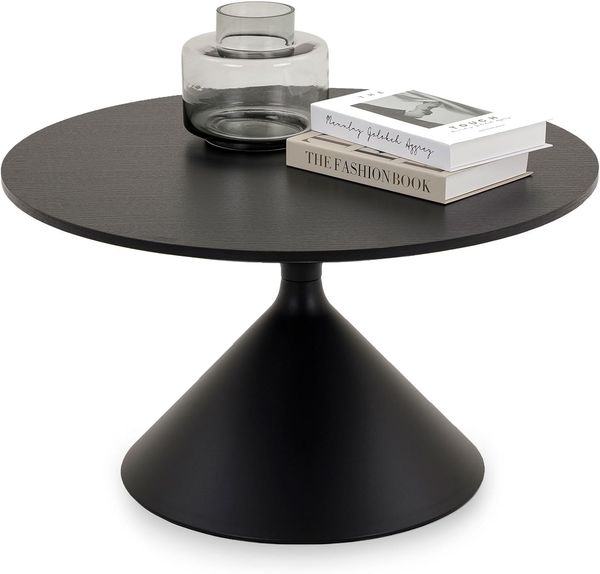 IDIMEX Couchtisch ISOMA, runder Beistelltisch Ø70cm Holzoptik & Metallgestell modern schwarz
