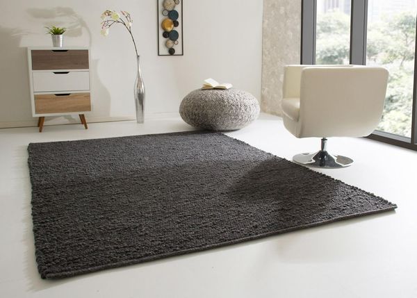 Handweb Teppich Ammersee, Farbe: anthrazit, Größe: 250x250 cm