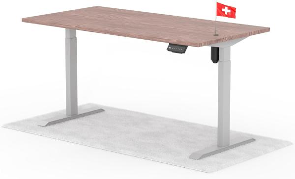 elektrisch höhenverstellbarer Schreibtisch ECO 160 x 80 cm - Gestell Grau, Platte Walnuss