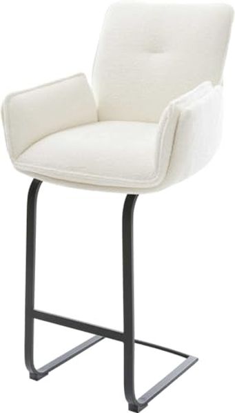 Barstuhl Nela-Flex Bouclé Soft Beige Freischwinger Flach Metall Schwarz