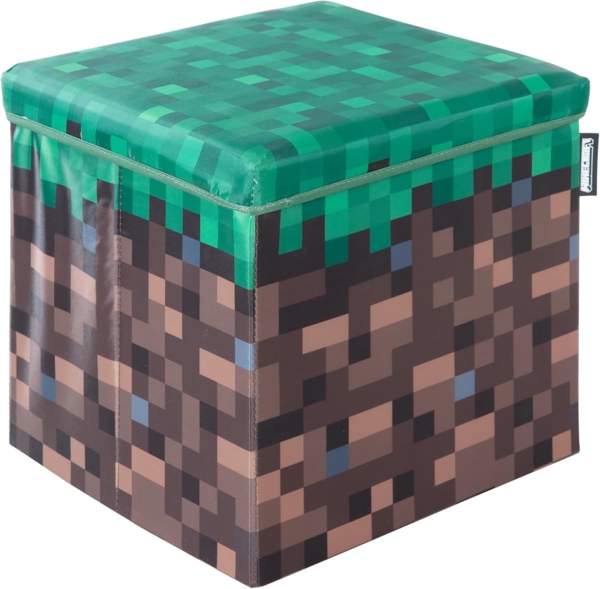 MINECRAFT - Sitz- und Aufbewahrungsboxen, Sitzhocker mit Stauraum, Grasblock Design