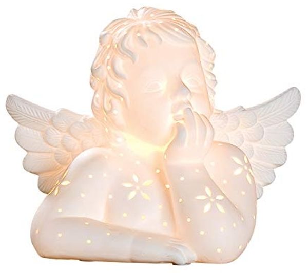 GILDE Tischleuchte Engel Raffael 22677 Porzellan Matt Weiß 25 cm E14, ohne Leuchtmittel