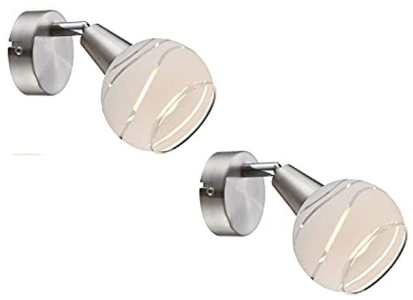 2er SET LED Wandstrahler mit Glasschirm satiniert, Breite 9,7cm