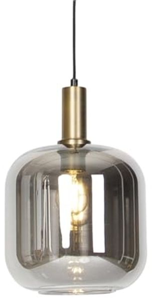 Qazqa Pendelleuchte Zuzanna, LED wechselbar, E27, Grau, Design, Glas, 1-flammig