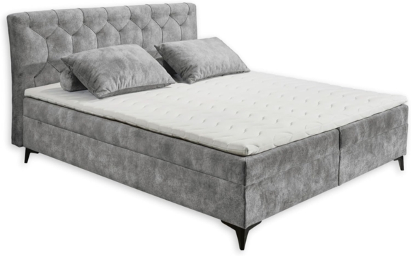 Stella Trading Miami 1 Boxbett 160x200, Grau - Bequemes Doppelbett mit hochwertigem 4-Gang-Bonell-Federkern & Komfortschaum Topper - 162 x 109 x 210 cm (B/H/T)