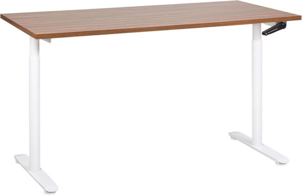 Höhenverstellbarer Schreibtisch Manuell Dunkler Holzfarbton DESTINAS