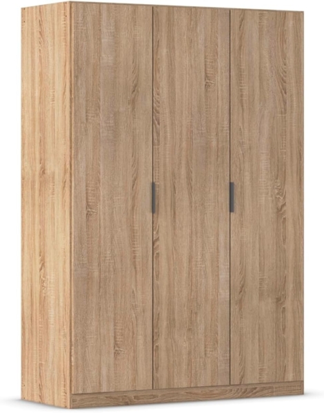 Rauch Möbel Lagoa, Kleiderschrank, Garderobe für Schlafzimmer, Kinderzimmer, Jugendzimmer 3-türig, mit Zubehör Premium, Farbe Eiche Sonoma, Holz, Breite 136