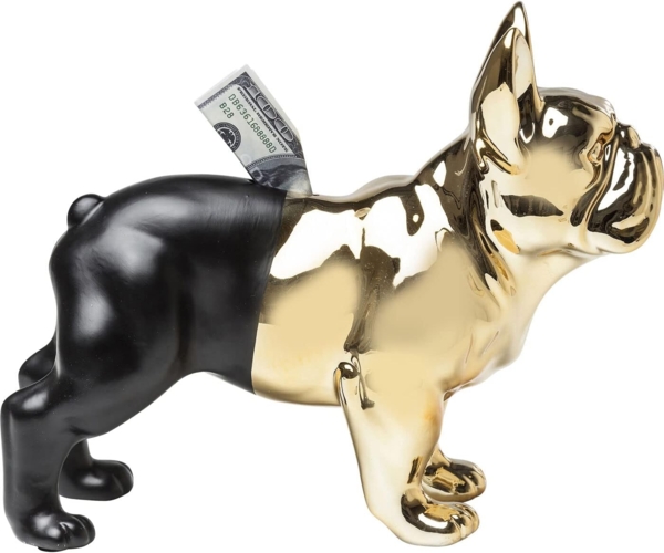 Kare Design Schmuckkasten Spardose Bulldog Gold-Schwarz