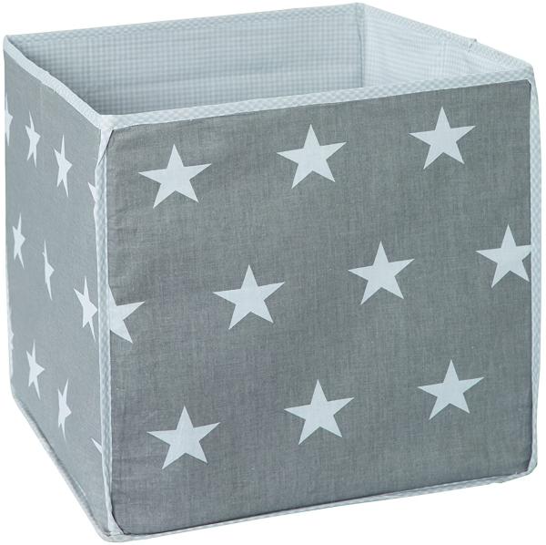 roba Aufbewahrungsbox 'Little Stars' - Canvas-Box für Spielzeug & Deko - Grau mit weißen Sternen