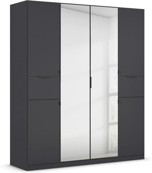 rauch Kleiderschrank, Drehtürenschrank TICAO, 6-türig, 2 Spiegeltüren, 2 Schubkästen, inkl. Türdämpferset, Grau metallic, 181x210x54cm