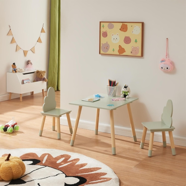 Kindersitzgruppe Hovle mit Wolken-Design Mintgrün [en. casa]