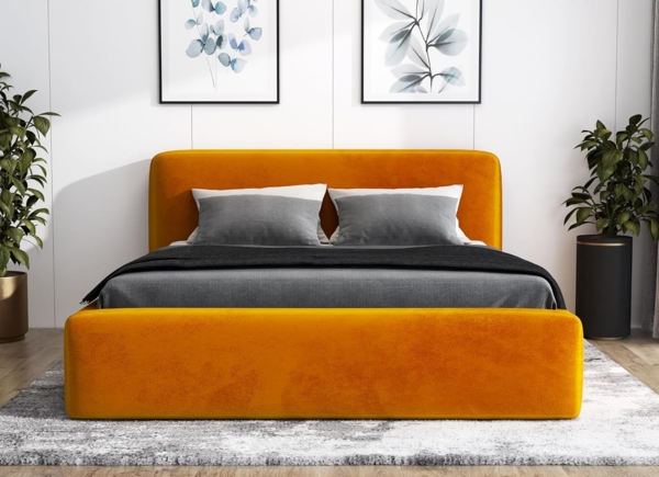 Polsterbett LUMO 180x200 mit Matratze, Bettkasten und Lattenrost. Farbe: Senf 8 Bild 4