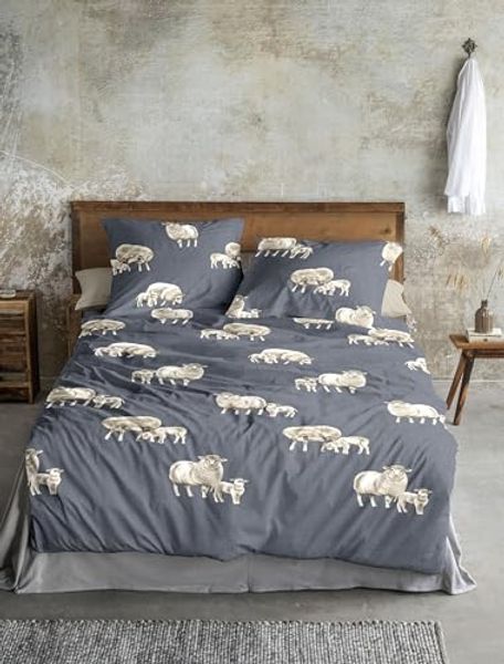Irisette Feinbiber Bettwäsche Set Panda 8545 blau 140 x 200 cm + 1 Kissenbezug 90x70 cm