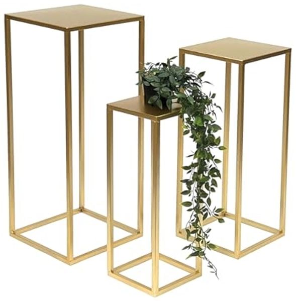 DanDiBo Blumenhocker eckig, Metall, Gold, 3 Stück, 50 x 18 x 18 cm