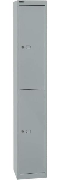 Bisley Garderobenschrank Office, 1 Abteil, 2 Fächer, T 305 mm, Farbe silber