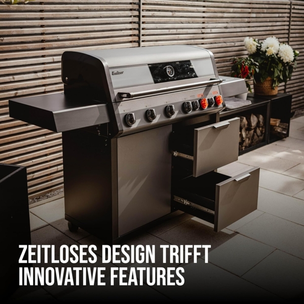 Enders Gasgrill Hyde 6 SIKR Turbo, 6-Brenner aus Edelstahl für kraftvolles direktes und indirektes Grillen, 800 °C Turbo Zone, Switch Grid, Infarot-Backburner und Seitenkocher #8044 Bild 5