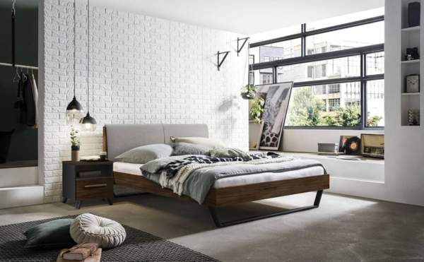 Hasena pronto - Wood Pietro Massivholzbett 160x200 Nussbaum, geölt 335-Pepe grey Bild 2