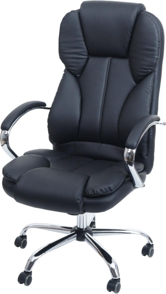 Profi-Bürostuhl Kansas XXL Chefsessel Drehstuhl US-Version, 150kg belastbar, Kunstleder ~ schwarz